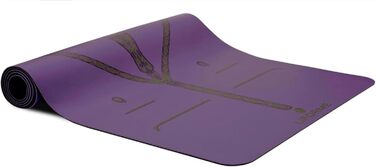 Yogamat Liforme з принтом – система вирівнювання, нековзна, екологічна, біорозкладна, стійка до поту, довга, широка та товста (фіолетовий)
