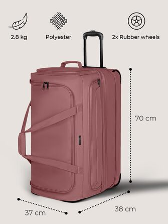 Велика дорожня сумка-тролей REDOLZ на 2 колесах, розширювана, 98-119 л, 70 см, додаткове дно, для чоловіків і жінок