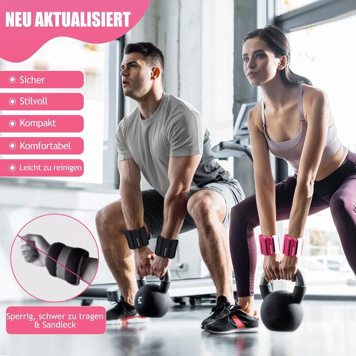 Важільки для ніг та рук BECOJADDE 0.45/0.9 кг (набір 2 шт.) для фітнесу, кардіо, силових тренувань (рожевий градієнт, 1.8 кг пара)