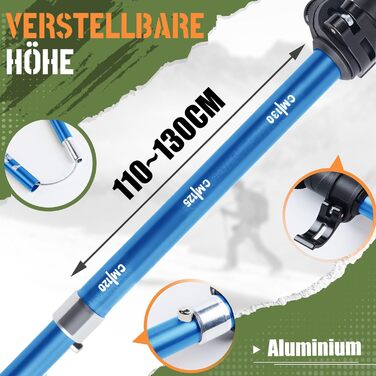 Телескопічні палиці для скандинавської ходьби та трекінгу (2 шт.), складані, 110-130 см, алюмінієві, з гумовими наконечниками та сумкою (Синій)