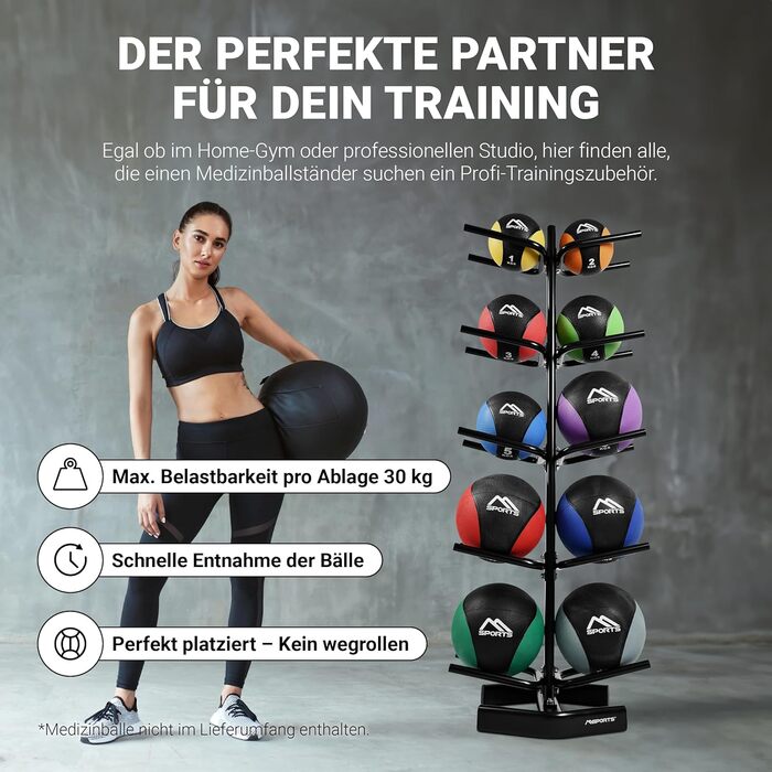 Стійка для медболів MSports на 10 гімнастичних м'ячів, медичний тримач для фітнесу