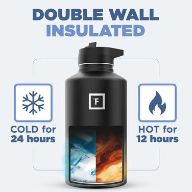 Спортивна пляшка Iron Flask 1890 мл, 3 кришки, вакуумна термокружка з нержавіючої сталі, подвійні стінки, металева каністра