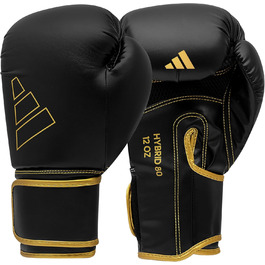 Боксерські рукавички adidas Hybrid 80, 6 унцій, чорні/золоті, для боксу, кікбоксингу, ММА, тренувань, чоловіків і жінок