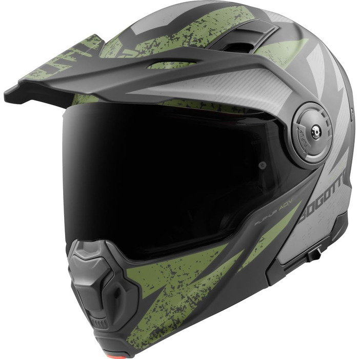 Шолом мотоциклетний Bogotto FG-102 Safari Fiberglas, чорний/сірий/зелений, M