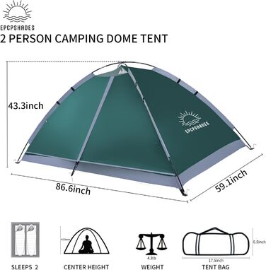 Купол намет для кемпінгу на 1-2 особи, легкий та портативний, водонепроникний, армійного кольору (темно-зелений)
