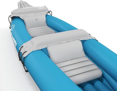 Надувне каяк Outsunny для 2 осіб: комплект з насосом, веслами, блакитний, 318 x 80 x 50 см