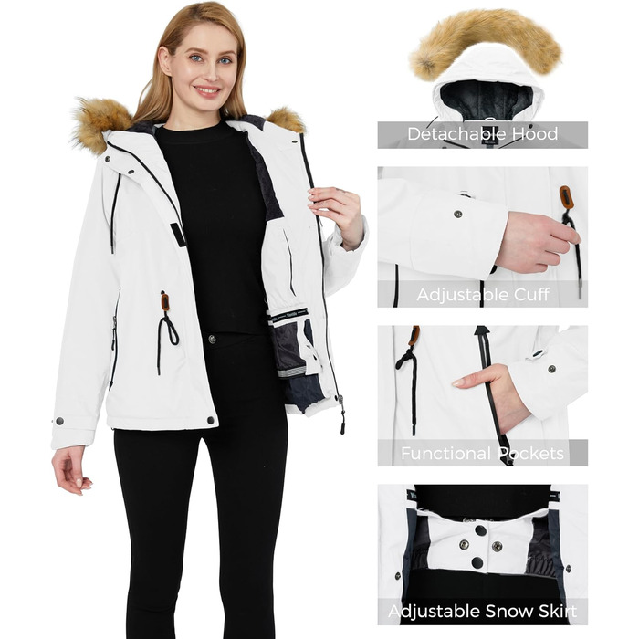 Водонепроникна лижна куртка Wantdo Daen: тепла, з штучним хутром, XXL