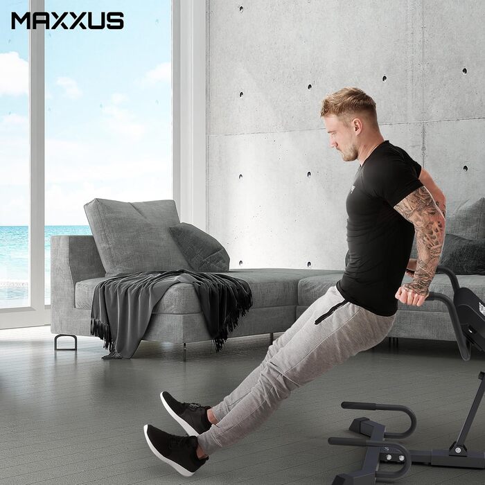 MAXXUS Тренажер для спини 7в1, складаний, сталевий, до 150 кг, гіперекстензія, для дому та пресу, чорний