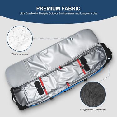 Чохол для лиж на колесах Odoland, водонепроникний, для подорожей літаком, 190 см (синій)