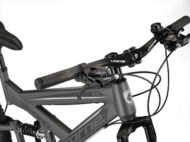 Гірський велосипед Licorne Bike Strong 2D Premium 29 дюймів, дискові гальма, 21 швидкість, повна амортизація, антрацит, для хлопців, дівчат, жінок і чоловіків