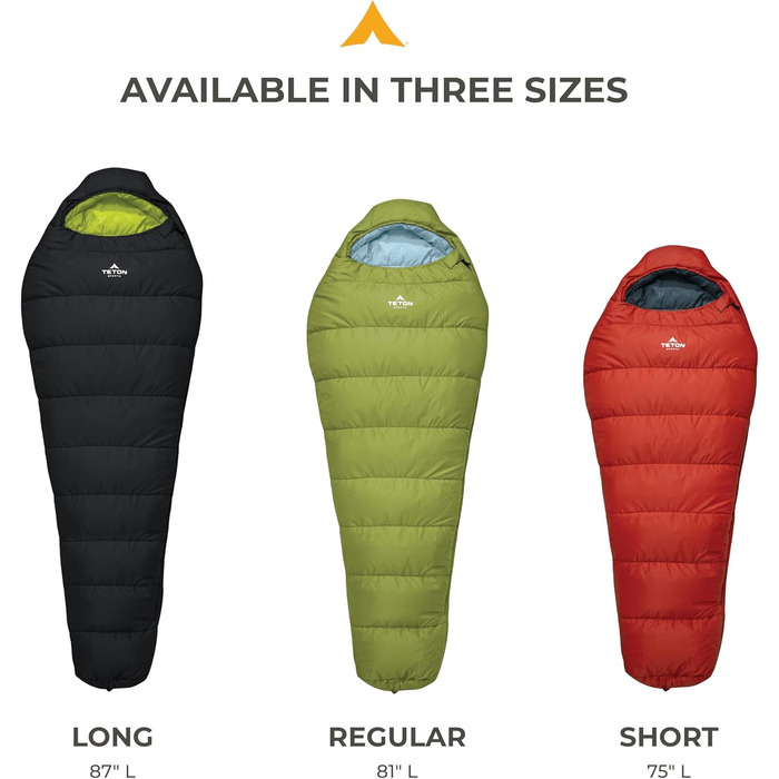 Сплячий мішок Teton Sports LEEF Ultralight Mummy - ультралегкий, для походів, кемпінгу, 3-4 сезон, з мішком для зберігання, чорний/оливковий