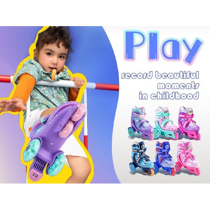 Роликові ковзани SULIFEEL для дітей, регульовані, з підсвічуванням, для дівчаток та хлопчиків, розмір S (29-32 EU)