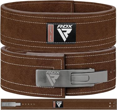 Шкіряний пауерліфтинг пояс RDX 4” з важільною пряжкою, 10 мм, сертифікований IPL та USPA, для тренувань у спортзалі, бодібілдингу та силових вправ, чоловічий, регульований