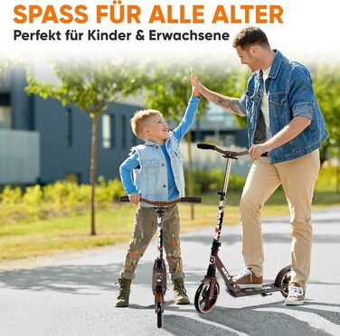 Міський ролер Hurtle Roller Kinder 10 років – складаний та регульований за висотою (84–98 см), самокат для дітей та дорослих з підставкою, з ремінком, до 100 кг (Royalbaum)