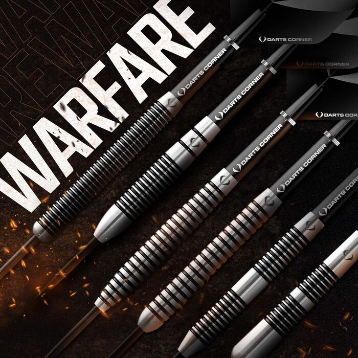 Дротики Darts Corner Warfare зі сталевим наконечником, 80% вольфраму, чорне кільце, 21 г