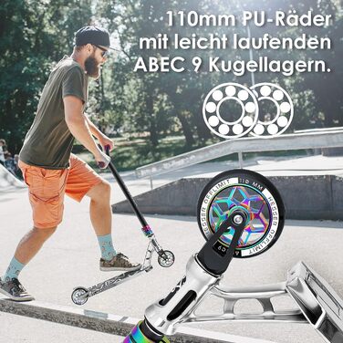 Трюковий самокат KESSER GT-Limit 360°, з підніжкою, підшипниками ABEC 9, 110 мм PU колесами, для дітей та дорослих