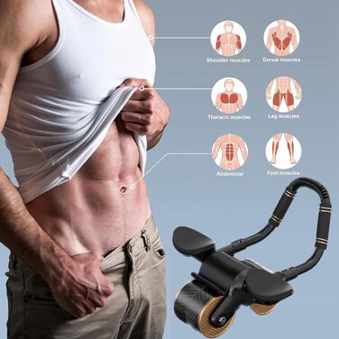 Ролер для пресу AouiSton з автоматичним пружним поверненням та подвійними колесами, чорно-золотий