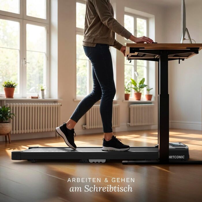 Біговий тренажер Sportconic складний - Walking Pad з нахилом та пультом дистанційного керування. Тиха фітнес-машина для дому, офісу та тренувань (1-6 км/год)