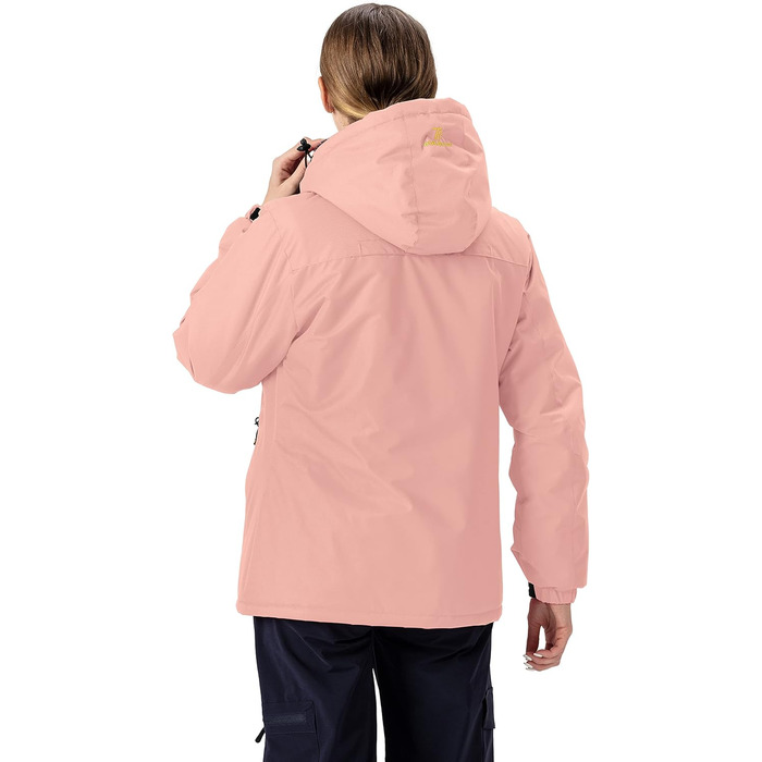 Жіноча зимова куртка YSENTO: водонепроникна, тепла флісова, функціональна з капюшоном, рожевий колір