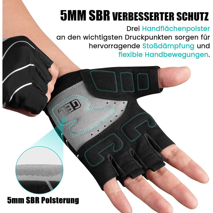 Велосипедні рукавички ATERCEL для чоловіків та жінок, 5 мм SBR-подушка, дихаючі спортивні рукавички, амортизуючі MTB-рукавички, чорний, XL