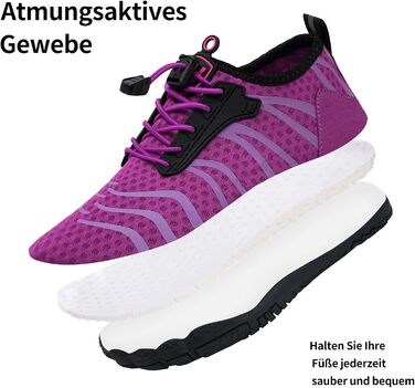 Водні шкарпетки WateLves: чоловічі та жіночі, для плавання, трейлраннінгу та фітнесу, швидко сохнуть, з неслизькою підошвою, широка носова частина, білі, помаранчеві (фіолетові, 39 EU)