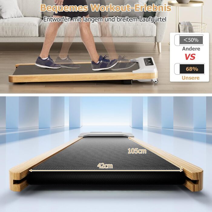 Бігова доріжка COSTWAY 3 в 1, 2,25HP, підлогова, Walking Pad для дому та офісу, 1-6 км/год, дистанційне керування, LED-дисплей, 15 програм, до 120 кг
