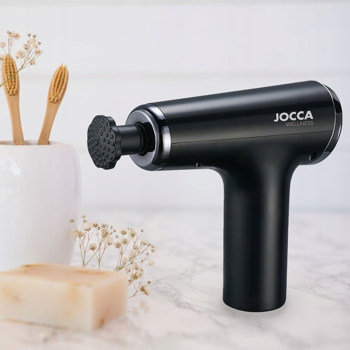 Перкусійний масажер JOCCA 2399, 30 Вт, 6 рівнів швидкості, 4 насадки, USB-зарядка, чорний