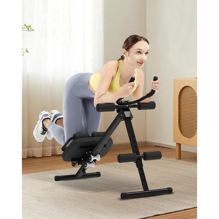 Тренування пресу GuuG: компактний тренажер для дому. Зручний, складаний, для чоловіків та жінок. Чорний колір.