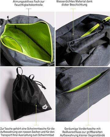 Сумка для спорту та плавання Arena Team Duffle 25 л, з відділенням для вологого одягу, знімний ремінь, велика дорожня сумка для тренувань, басейну та подорожей, червона