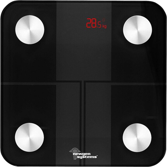 Вага для тіла Newgen Medicals 14-в-1 з аналізом складу тіла, Bluetooth, App, розпізнавання користувача (для ванної кімнати, для літніх людей)
