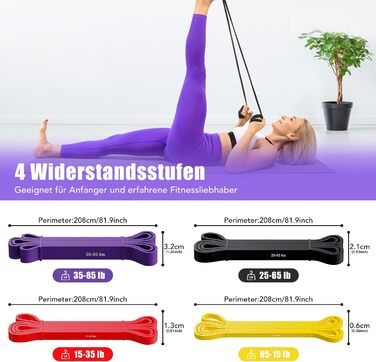 Набір еластичних стрічок для фітнесу з 4 рівнями опору, Resistance Bands Set з ручками, фіксатором для дверей, чохлом, сумкою та інструкцією. Ідеально для фітнесу, розтяжки та йоги.