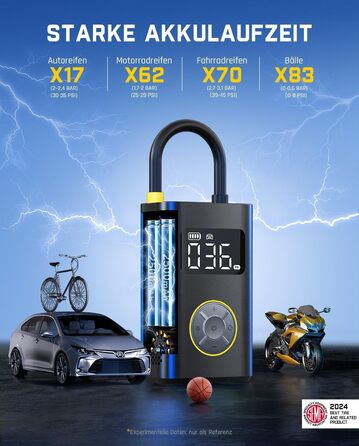 Електричний портативний компресор Fanttik X9 Pro 150 PSI з LED для авто, велосипедів, мотоциклів та м'ячів