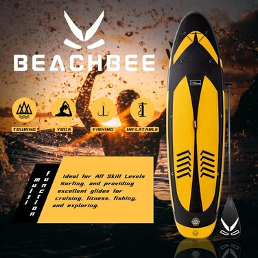 Надувне SUP-борд CalmMax 320x76x15 см, 10.6' (до 150 кг) з комплектом: весло, насос, аксесуари. Підходить для юнаків та дорослих, жовтий