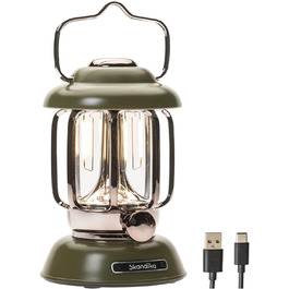 Ліхтар намету Skandika Forsol LED Retro стиль | Акумулятор 4400mAh, регулювання яскравості, для кемпінгу, саду, декору, піших прогулянок, зелений