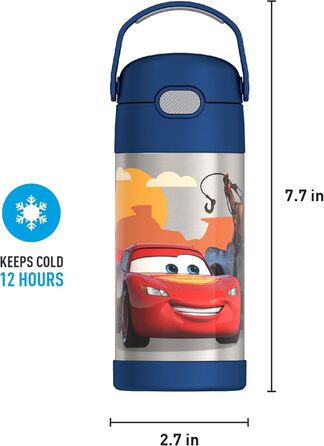 Дитяча термобутилка THERMOS FUNTAINER 355 мл з трубочкою, нержавіюча сталь, Cars