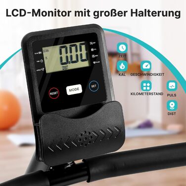 Ергометр Wenoker для дому з магнітною гальмом, датчиками пульсу та LCD-дисплеєм, 16 рівнів опору, до 160 кг, спинна опора, для літніх людей