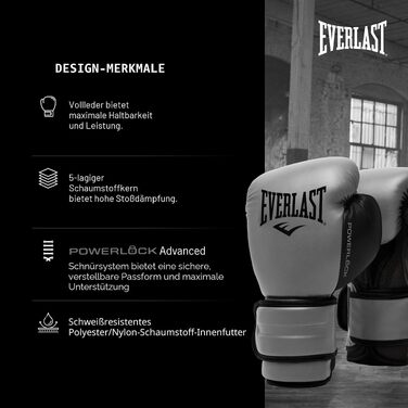 Боксерські рукавички Everlast Powerlock 2R для тренувань, спарингу та груші, 14oz, колір вугільний (Charcoal)