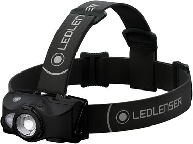 Ліхтар налобний Ledlenser MH8 Outdoor, чорний, акумуляторний, 600 люмен, регульований, до 40 годин роботи, червоне/зелене/синє світло, живлення від 2xAA, блокування транспортування, для полювання та риболовлі