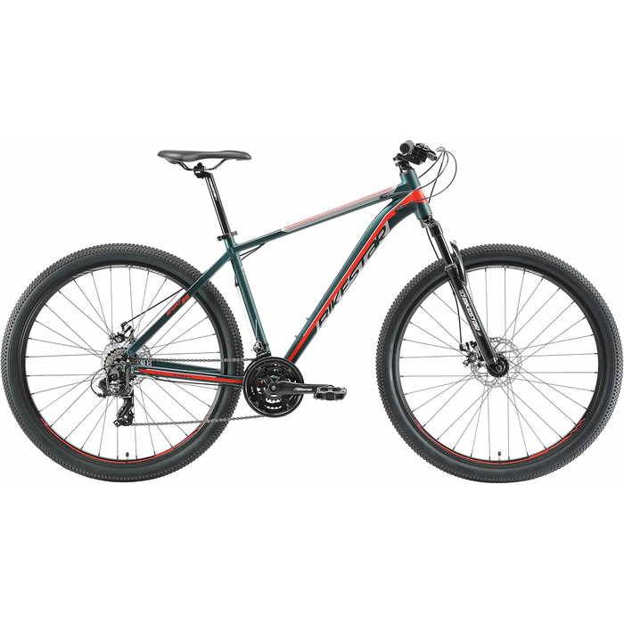 Гірський велосипед BIKESTAR Hardtail алюмінієвий, 21 швидкість Shimano, дискові гальма, колеса 29 дюймів, рама 19'' зелено-червоний