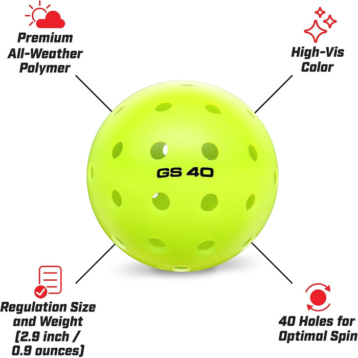 Піклбол м'ячі GoSports GS 40, 36 штук, для тренувань та змагань