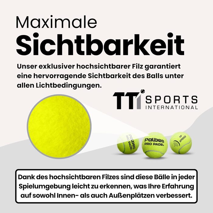 Palbea PRO Padel - М'ячі для падел-тенісу, сертифіковані FIP, преміум якість. Підходять для тренувань та турнірів. 1 картон x 6/12/24 туби.