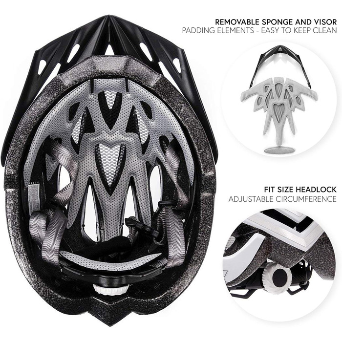 Велошолом meteor® GRUVER для дорослих і дітей, MTB, BMX, скейтборд, самокат, розмір L (58-61 см), білий/чорний/синій