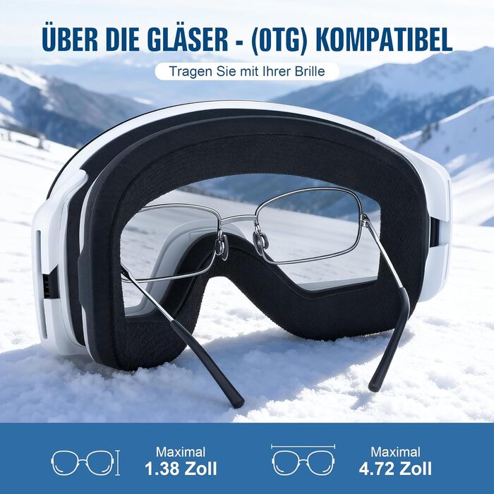 Скі-маска Suoso OTG для чоловіків та жінок - скі-окуляри з UV-захистом, антизапітніння, сумісні з шоломом, чорно-синій