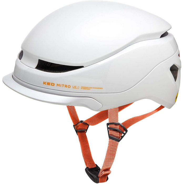 Шолом для електровелосипеда Mitro UE-1 Urban з LED ліхтариком, візором, MIPS, BOA Fit System, FIDLOCK, 350г, сірий-оранжевий матовий, 52-58 (M)