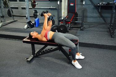 Преміум лавка Train Hard® для жиму, регульована, з фіксацією ніг, транспортними роликами та товстим м'яким сидінням, витримує до 450 кг