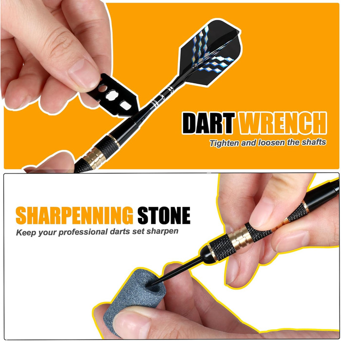 Професійні дротики Alyoen Metallspitze (6 шт) 20/24/26 г з алюмінієвими стеблями, пір'ями, точилом та захистом для польотів