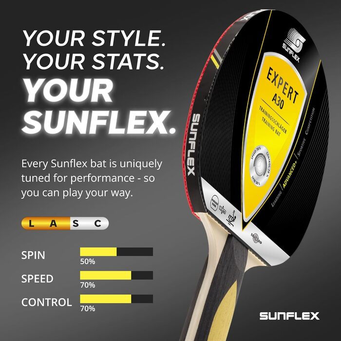 Ракетка для настільного тенісу Sunflex Expert A30 ITTF сертифікована, багатоколір