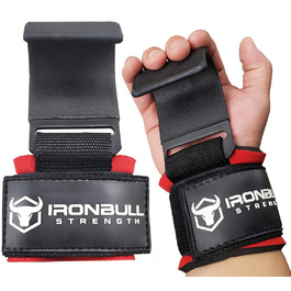 Сталеві гаки для важкоатлета Iron Bull Strength (пара) – міцні ремінці на зап'ястя для станової тяги та пауерліфтингу, з м'якою підкладкою, чорні