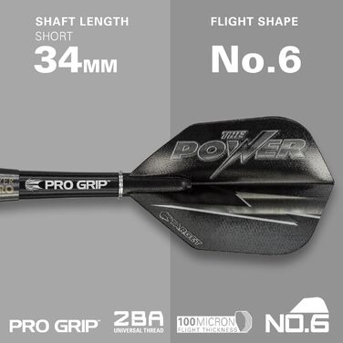 Дартс Target Phil Taylor Power 8-Zero, 80% вольфрам, сталь, 25 г, чорний титан