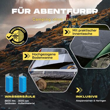 Намет Lumaland Outdoor Pop Up Kuppelzelt для кемпінгу, подорожей та фестивалів (2-3 особи), сірий